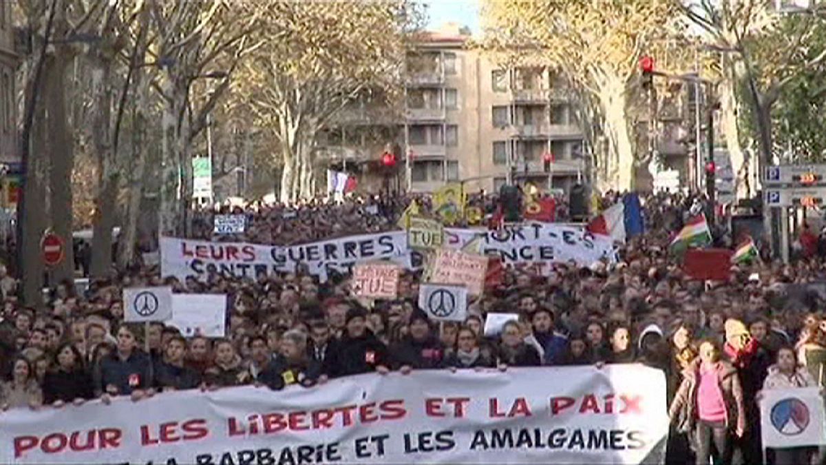 'Not in my name' - demonstrators denounce violence after Paris attacks