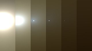 Image: This series of images shows simulated views of a darkening Martian s