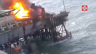 Thirty-two oil workers reported dead as rig catches fire in Caspian Sea