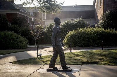 A statue of James Meredith, the first black student to enroll at the university in 1962.