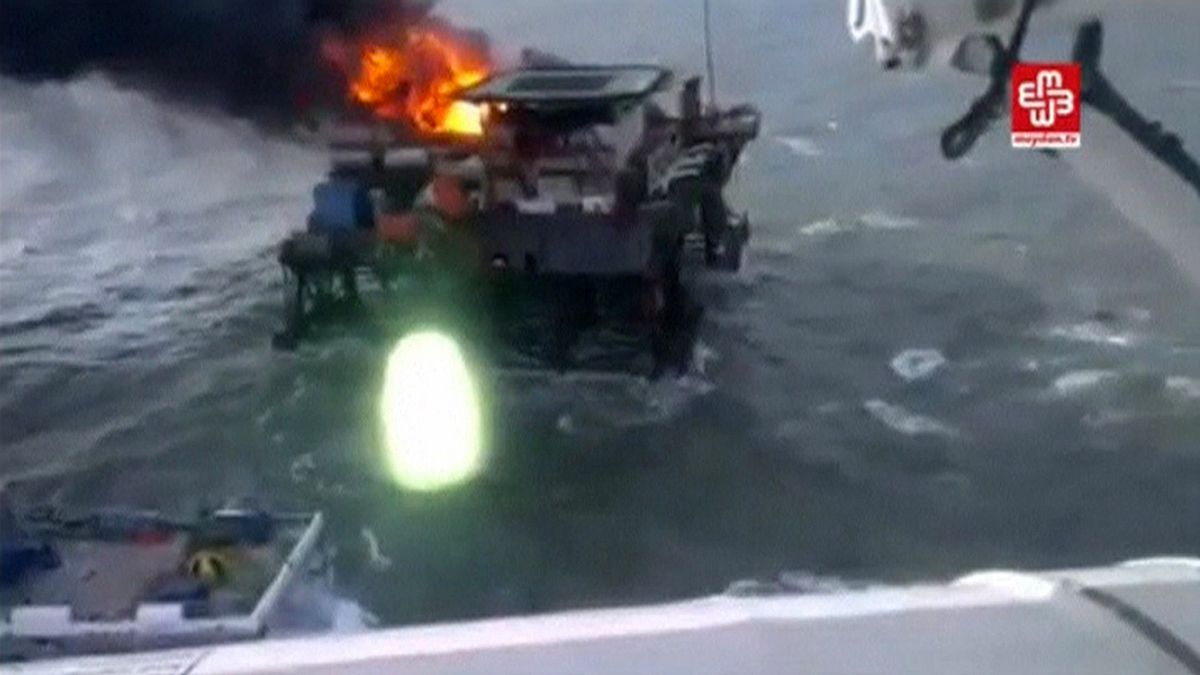 {Watch} 30 workers presumed dead after oil rig fire in Caspian Sea