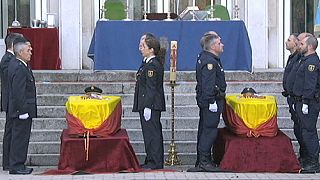 تشییع جنازه دو مأمور اسپانیایی کشته شده در افغانستان