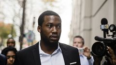 Rapper Meek Mill arrives at the criminal justice center in Philadelphia