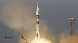 Cargo vehicle launches on a Soyuz rocket to the ISS