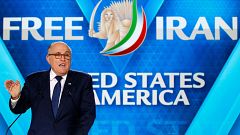 Image: Rudy Giuliani, former Mayor of New York City, delivers his speech as