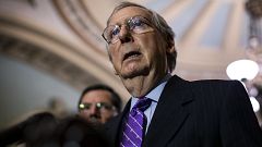 Image: Senate Majority Leader Mitch McConnell speaks during a news conferen