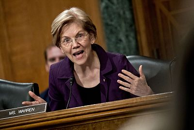 Senator Elizabeth Warren, a Democrat from Massachusetts, during a Senate Banking Committee confirmation hearing in Washington on May 15, 2018.