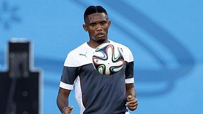 Cameroonian striker, Samel Eto'o rejoins his teammates on the playground