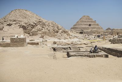 A general view of the research site at the Saqqara necropolis in Egypt, on July 14, 2018.