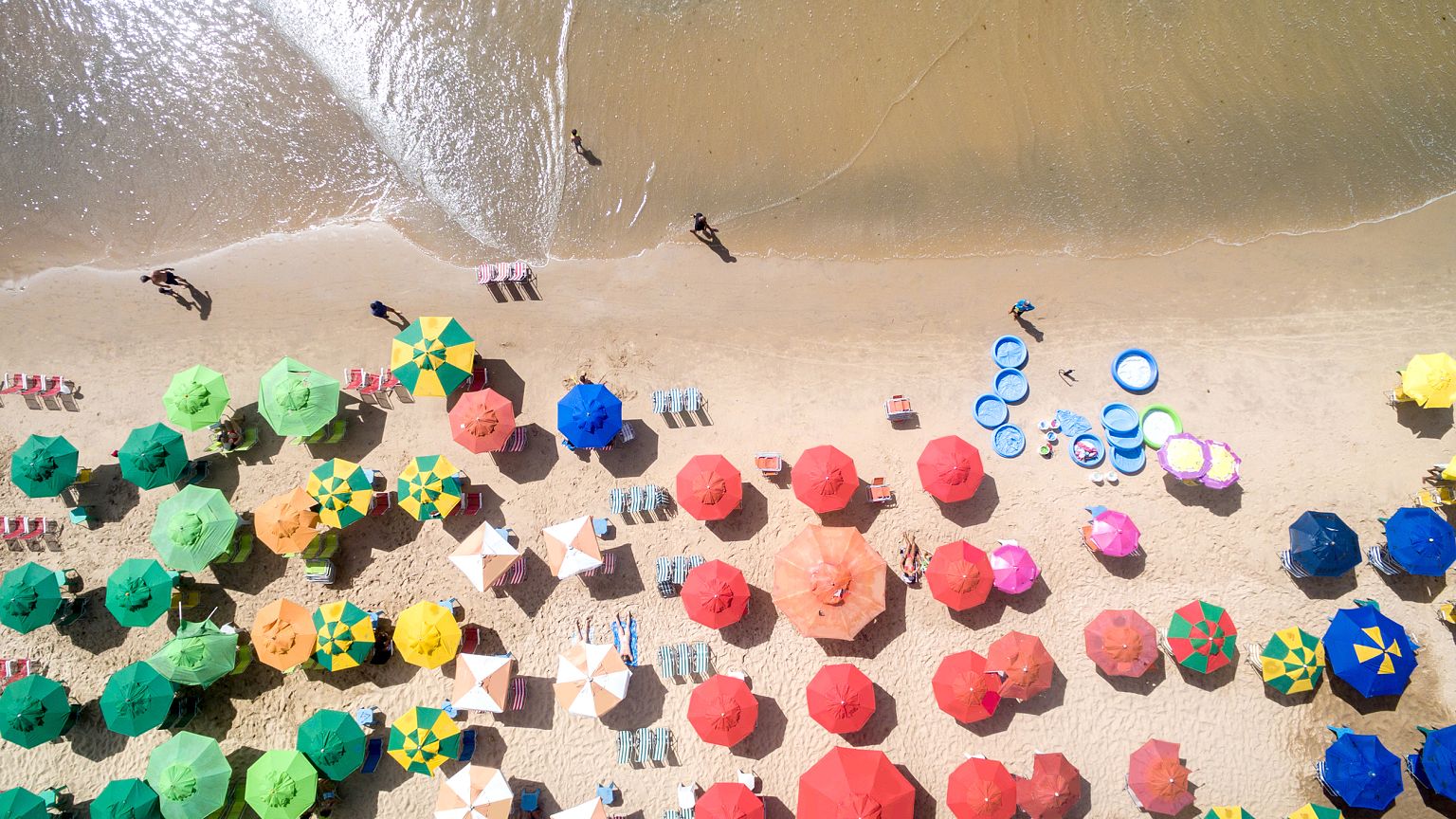 Image: Top View of Umbrellas in a Beach