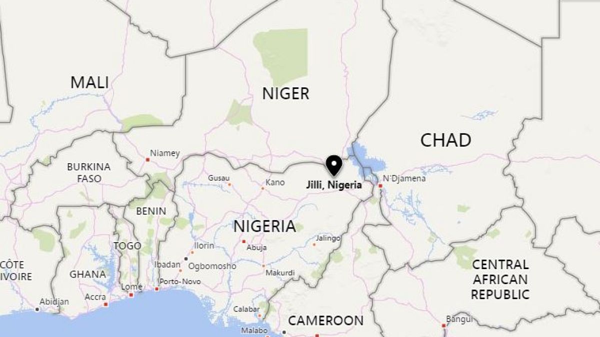 Image: A map showing the location of Jilli, Nigeria.