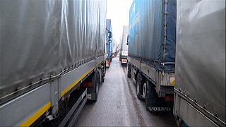 Russian lorries stuck as Poland and Ukraine close borders