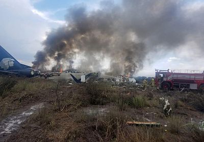 The Aeromexico Embraer E190 caught fire but everyone aboard escaped.