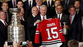 NHL: i Campioni dei Chicago Blackhawks incontrano Obama