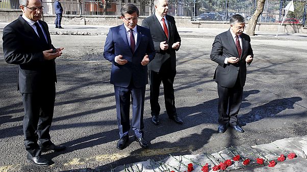 Ankara bombing: Turkish PM lays flowers at the scene Ankara bombing: Turkish PM lays flowers at the scene