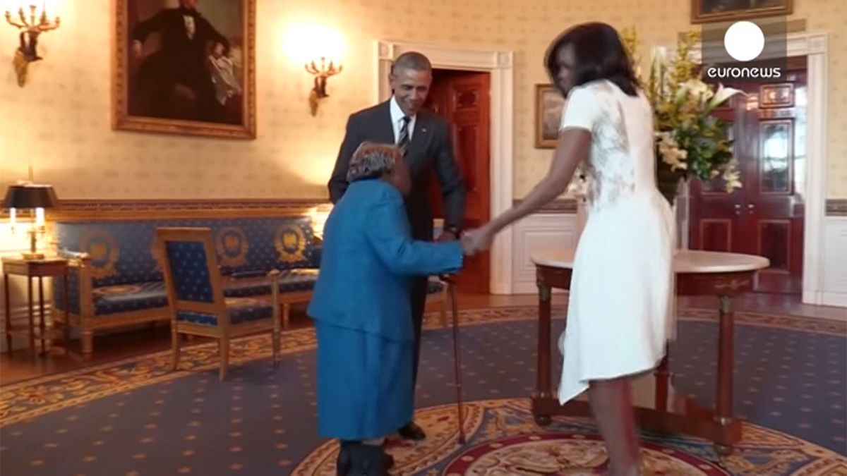 Watch: 106-year-old woman dances with Barack and Michelle Obama!