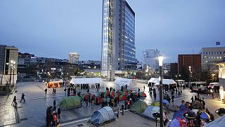 Protest tents go up in Pristina's main square