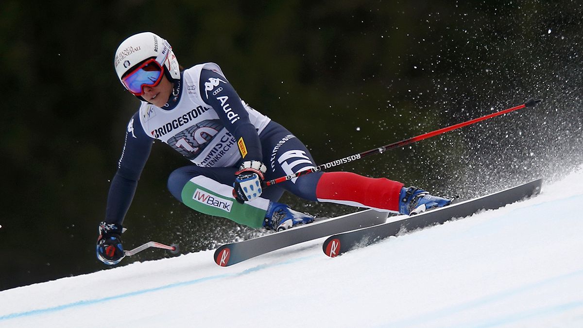 Brignone takes first podium finish in super-G as Vonn crashes out