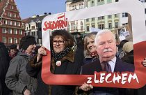 Crowds show support for Lech Walesa in Gdansk hometown