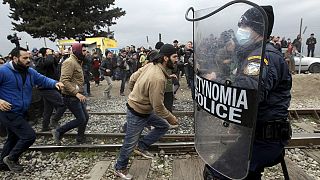 Várakozás a görög-macedón határon