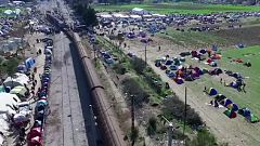 Aus der Luft: Proteste von Flüchtlingen in Idomeni
