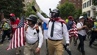 Image: White supremacists march on anniversary of Unite the Right rally in 