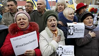 Protesters call for release of Ukrainian pilot from Russian jail