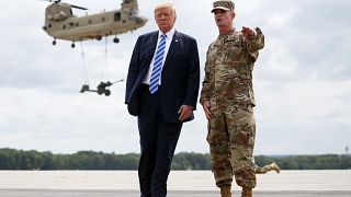 Image: President Donald Trump and Maj. Gen. Walter Piatt view air assault e