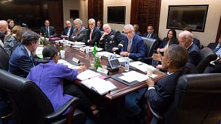 Image: President Barack Obama and Vice President Joe Biden meet with member