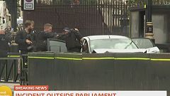 Image: Live pictures of the wrecked car were shown on Britain's ITV.