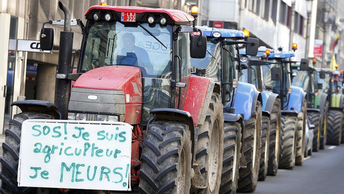 Agricultores belgas em protesto