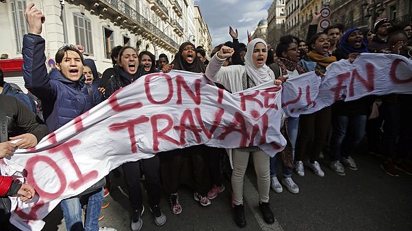Los sindicatos estudiantiles protestan en París contra la reforma laboral Los sindicatos estudiantiles protestan en París contra la reforma laboral