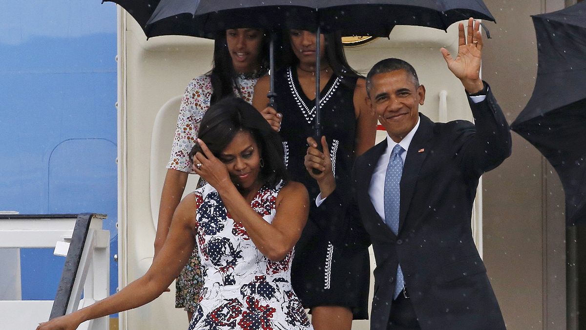 Президент США Барак Обама с семьей на Кубе
