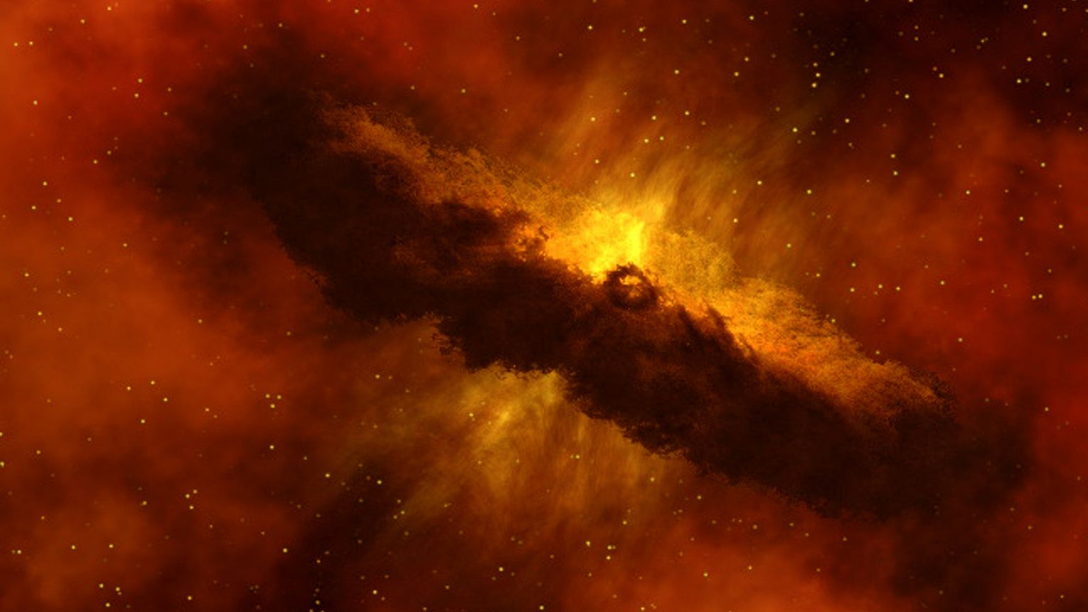 An artist's animation of a protoplanetary disk, which will eventually turn 