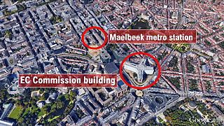 Mapa dos atentados em Bruxelas