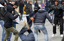 تلاش پلیس برای متفرق کردن معترضان در بروکسل