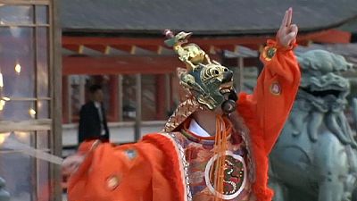 Ceremonial dance at the Itsukushima Shrine