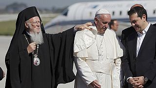 El papa Francisco llega a Lesbos