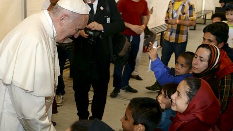 "You are not alone," Pope Francis tells migrants stranded in Greece