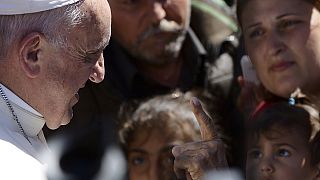 Pope Francis returns to Rome, leaving behind protests in Lesbos