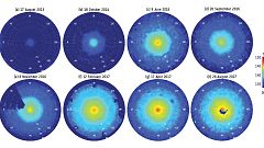Saturn's northern pole as it appeared between the years of 2013 and 2017, a