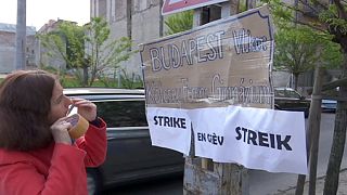 Professores em greve na Hungria
