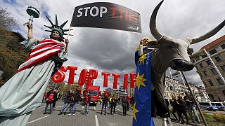 Protests against TTIP in Germany ahead of Obama's visit