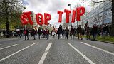 US-EU trade deal protests ahead of Obama visit