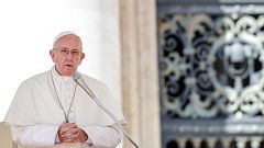 Image: Pope Francis delivers a speech during his weekly general audience at