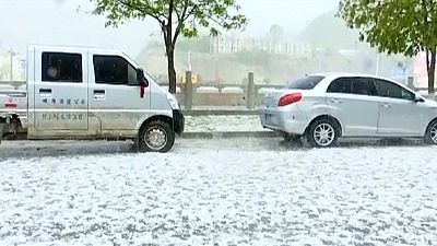Hailstorm batters northwest Chinese county