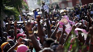 Manifestación en Puerto Príncipe a favor de la comisión verificadora de los resultados electorales