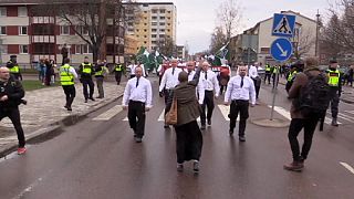Lone woman faces down neo-Nazis in Sweden
