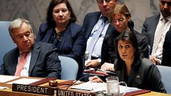 Image: U.S. Ambassador to the United Nations Nikki Haley chairs a meeting o