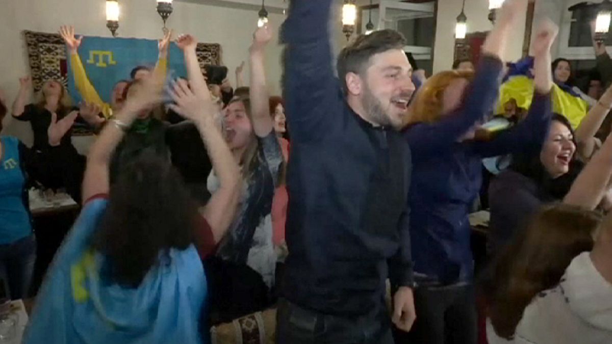 Crimean Tatars celebrate Ukraine's Eurovision victory